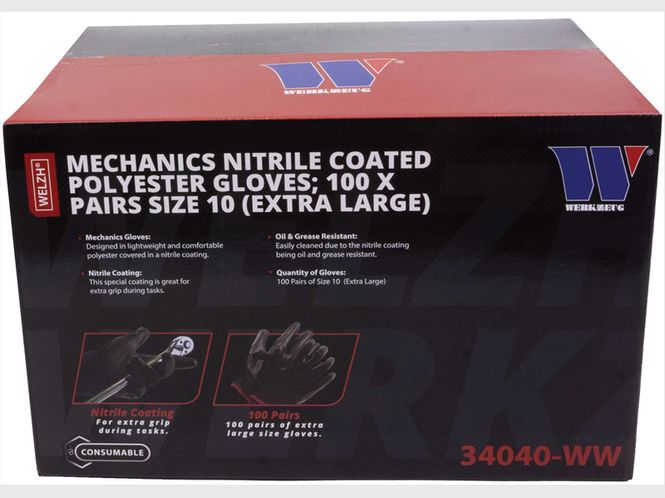 Hovedbilde Mekanikkerhansker Nitril / polyester str 10 (X-Large) 100par i eske.