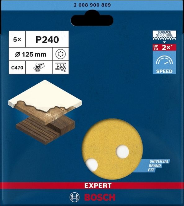 Hovedbilde Bosch Slipepapir C470 Expert ø125,K240 H8 5pk