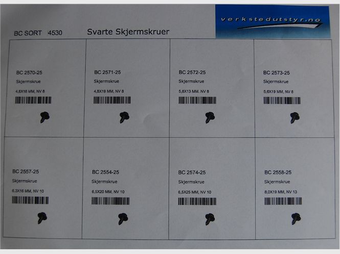 Hovedbilde Sortimentsboks 4530 Skjermskruer sorte 160 stk